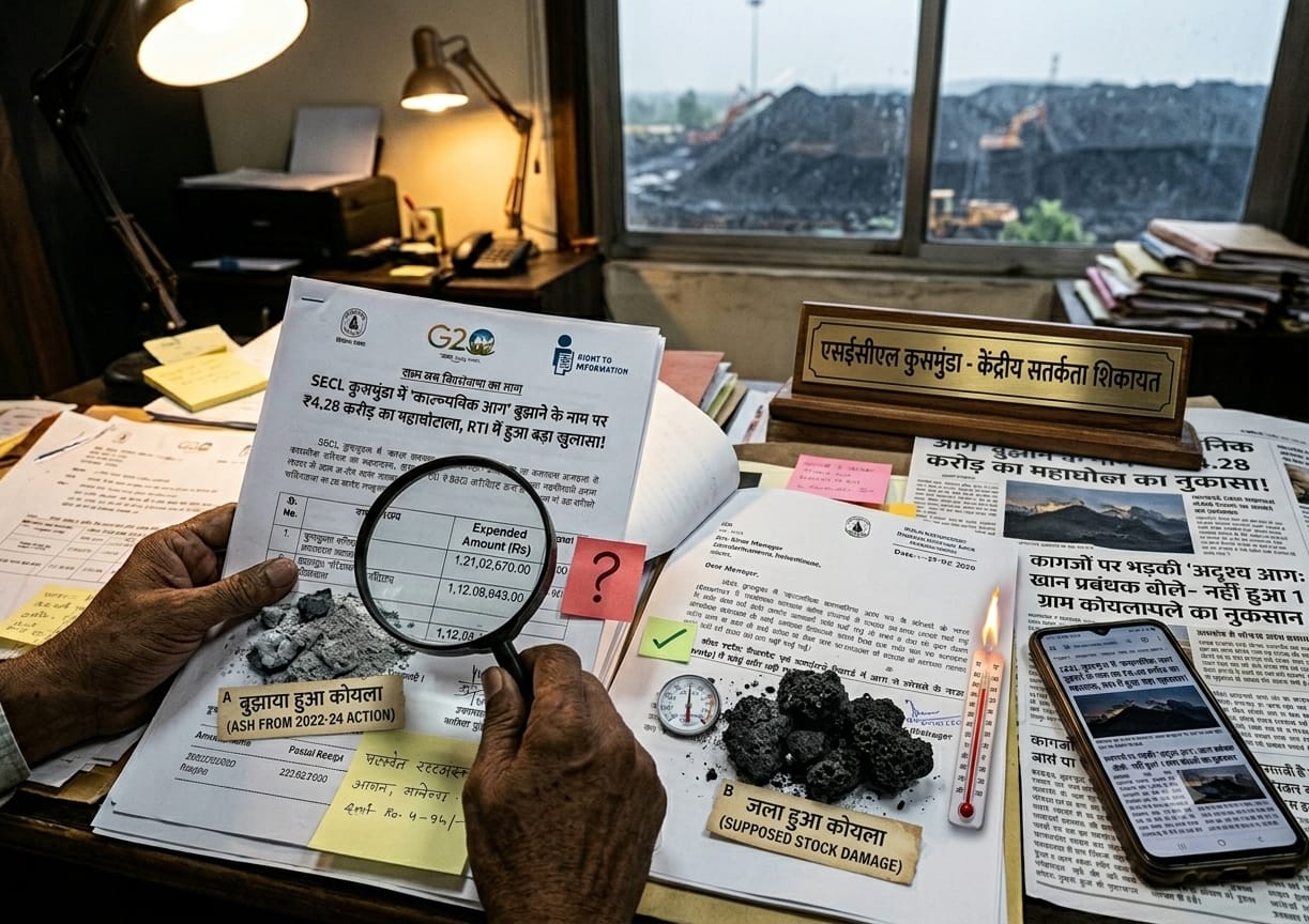 Korba news : SECL कुसमुंडा में ₹4.28 करोड़ का कोयला घोटाला: RTI में खुला 'अदृश्य आग' फर्जीवाड़ा