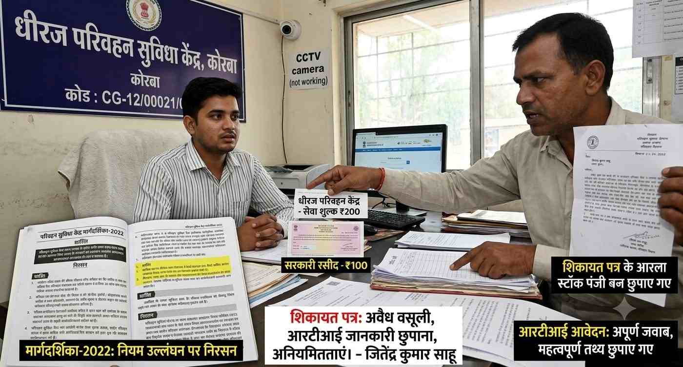 Korba News : कोरबा: धीरज परिवहन सुविधा केंद्र पर अवैध वसूली के गंभीर आरोप, प्राधिकार पत्र रद्द करने की मांग