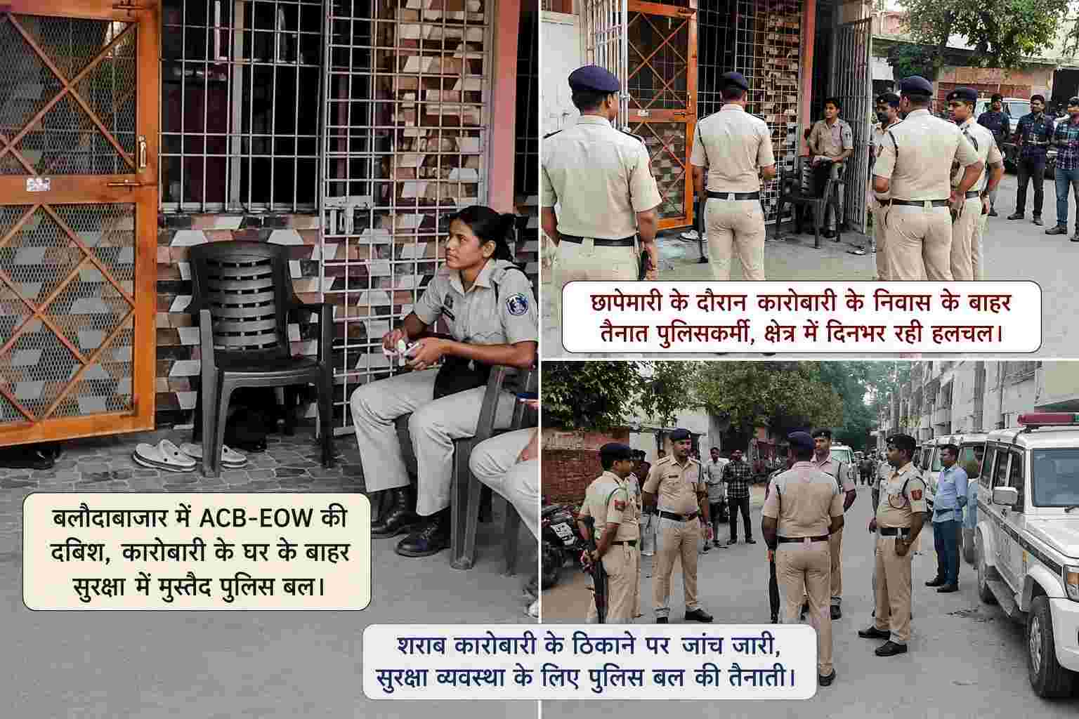 Baloda bazar : कान्हा विहार में ACB‑EOW की छापेमारी, शराब कारोबारी के आय‑व्यय के दस्तावेज जब्त